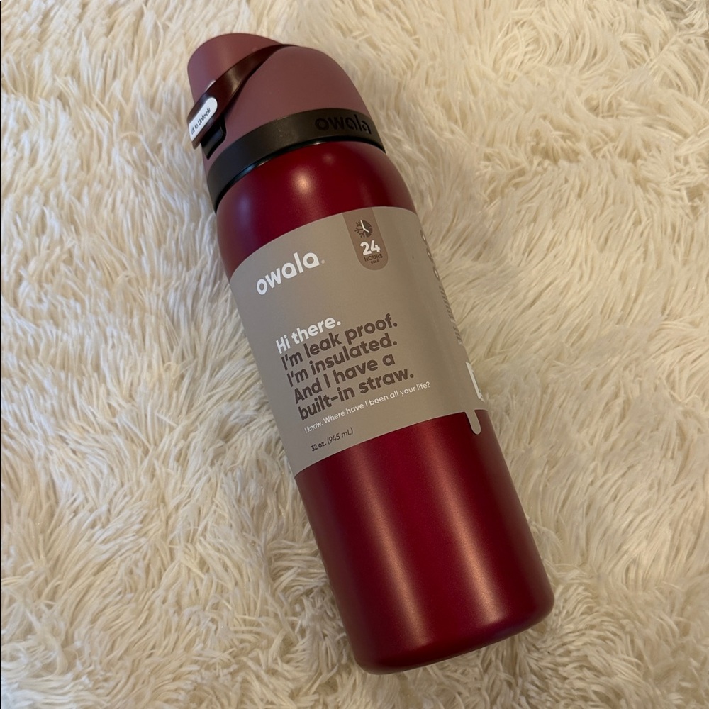 Owala Red Insulated Water Bottle with Straw
